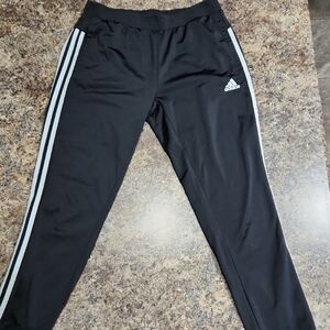 Adidas Women's Medium Black Joggers with White Stripes